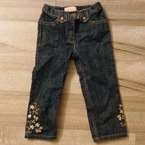 Gymboree Winter Glam Gold Embroidered Denim Pant Size 4T (D)